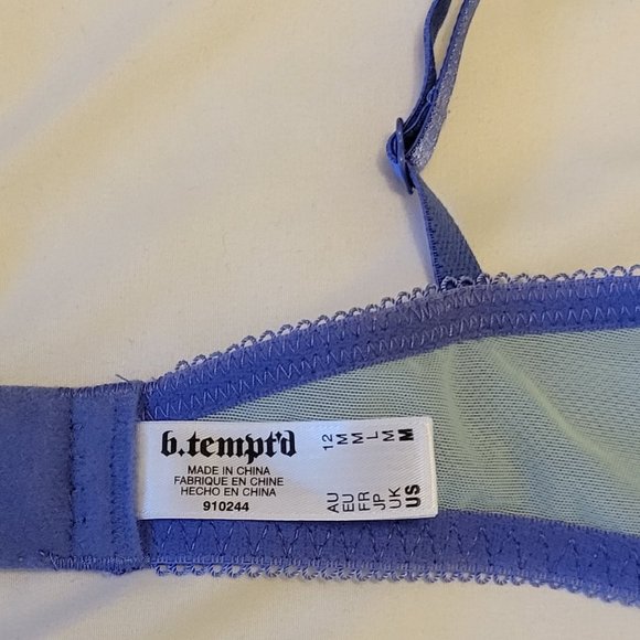 b. tempt'd by Wacoal lilac blue lace bralette w/ adjustable straps sz: M - Picture 2 of 5